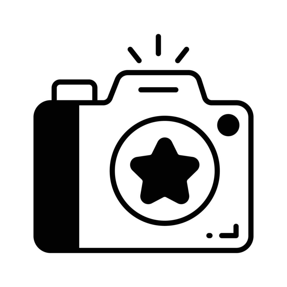 foto cámara con lente y botón demostración concepto icono de fotografía en de moda estilo vector