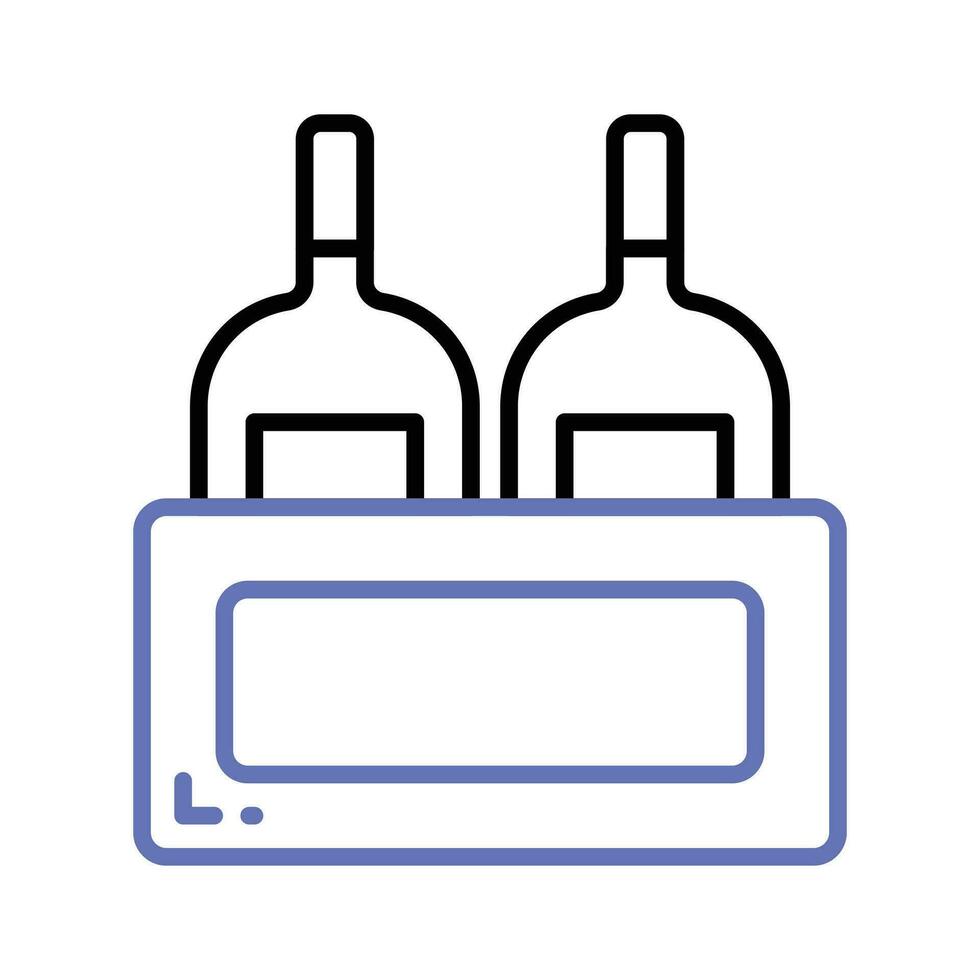 Editable icon of wine bottles crate, beer bottles inside wooden crate vector