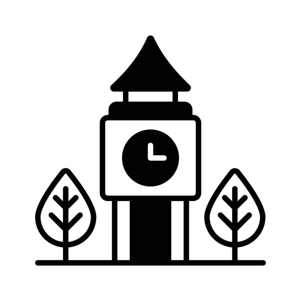 An icon of clock tower in modern design style, isolated on white background vector