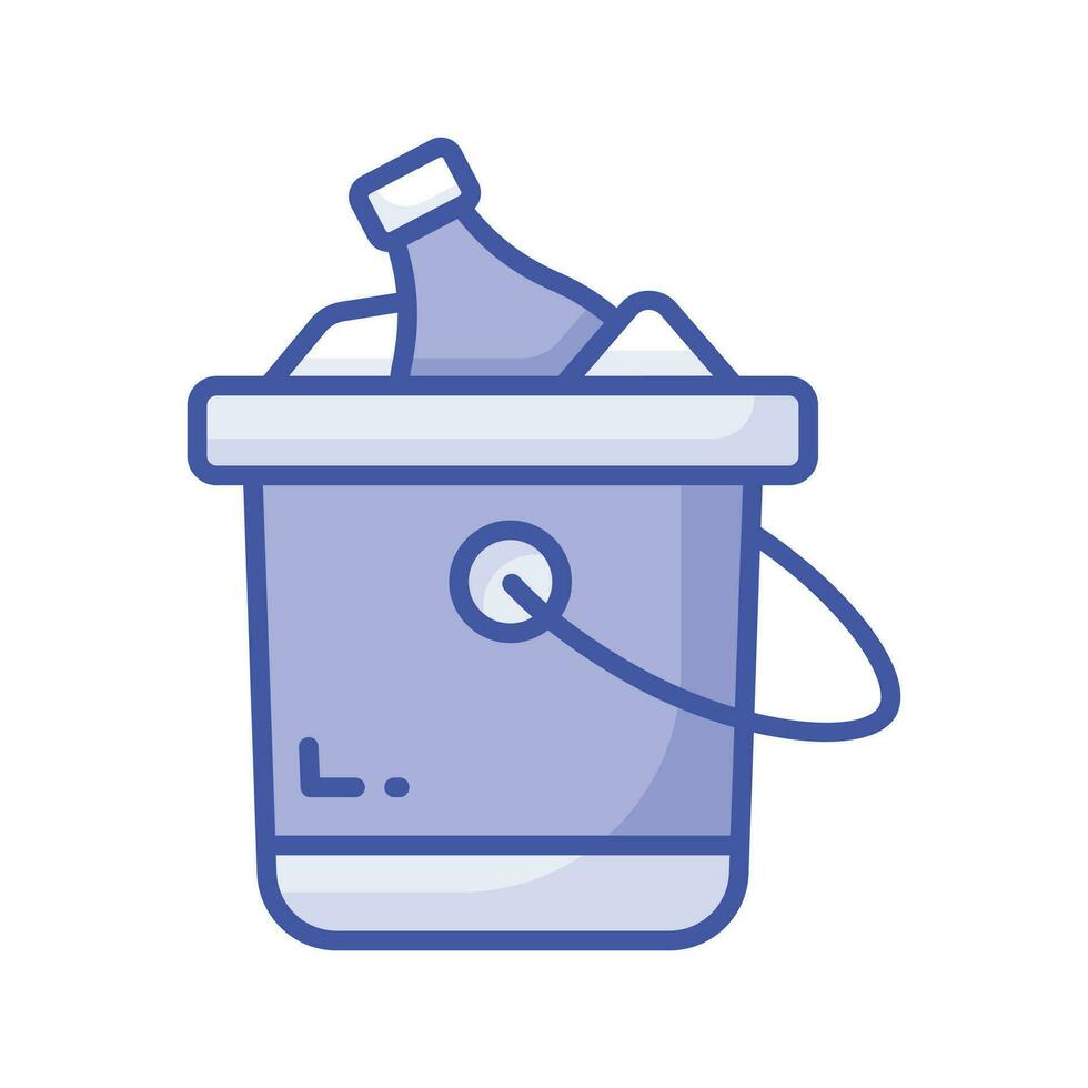 Editable icon of wine bottle bucket, beer bottles inside ice bucket vector