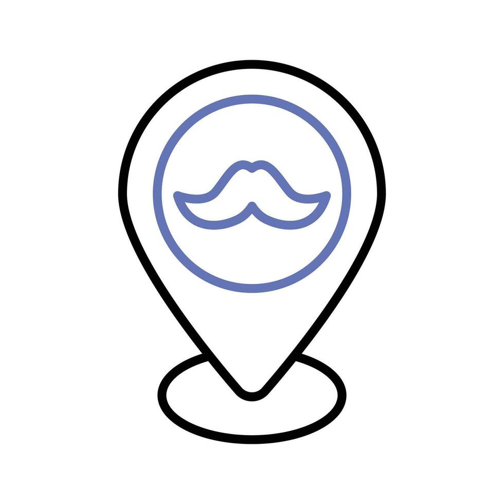 Barbershop location, salon point, Mustache inside map pin, hairdresser location vector