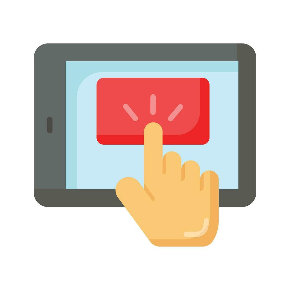 Hand finger touching mobile screen, concept icon of usability vector