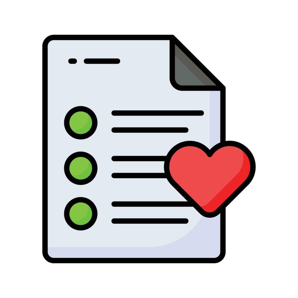 Paper with heath denoting concept icon of wishlist, ready for premium download vector