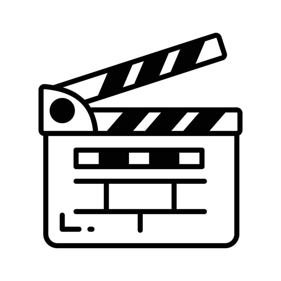 Movie clapper board, filmmaking device icon in modern style, ready to use vector
