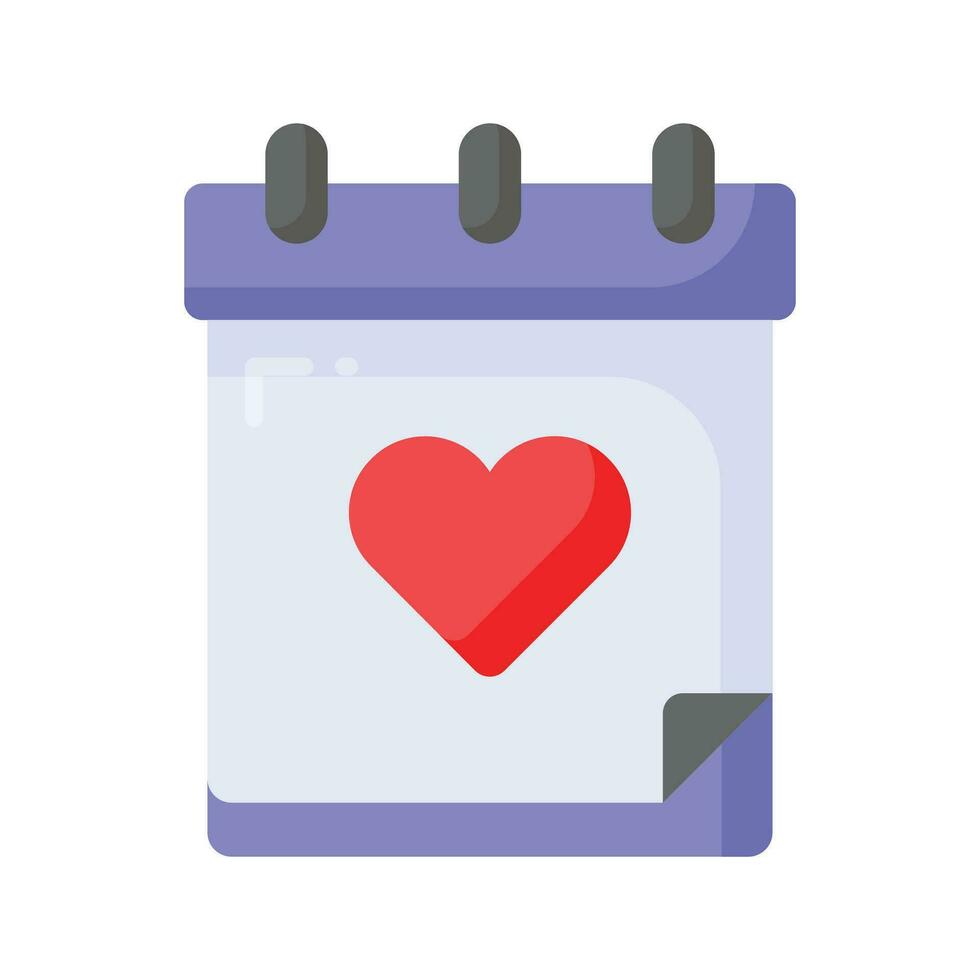 Calendar with heart showing concept icon of annual event vector design