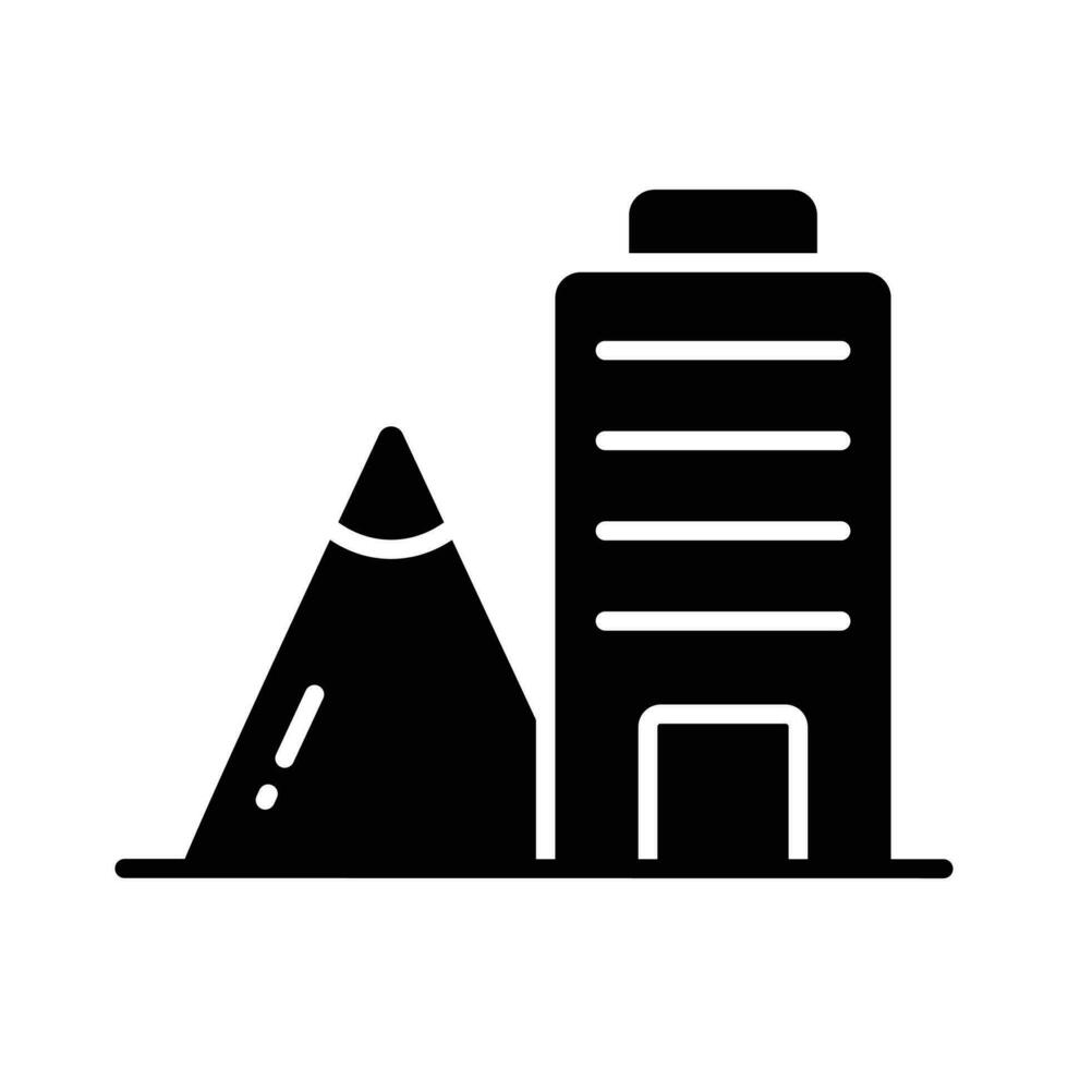 Architectural building design in mountain area, concept icon of building vector