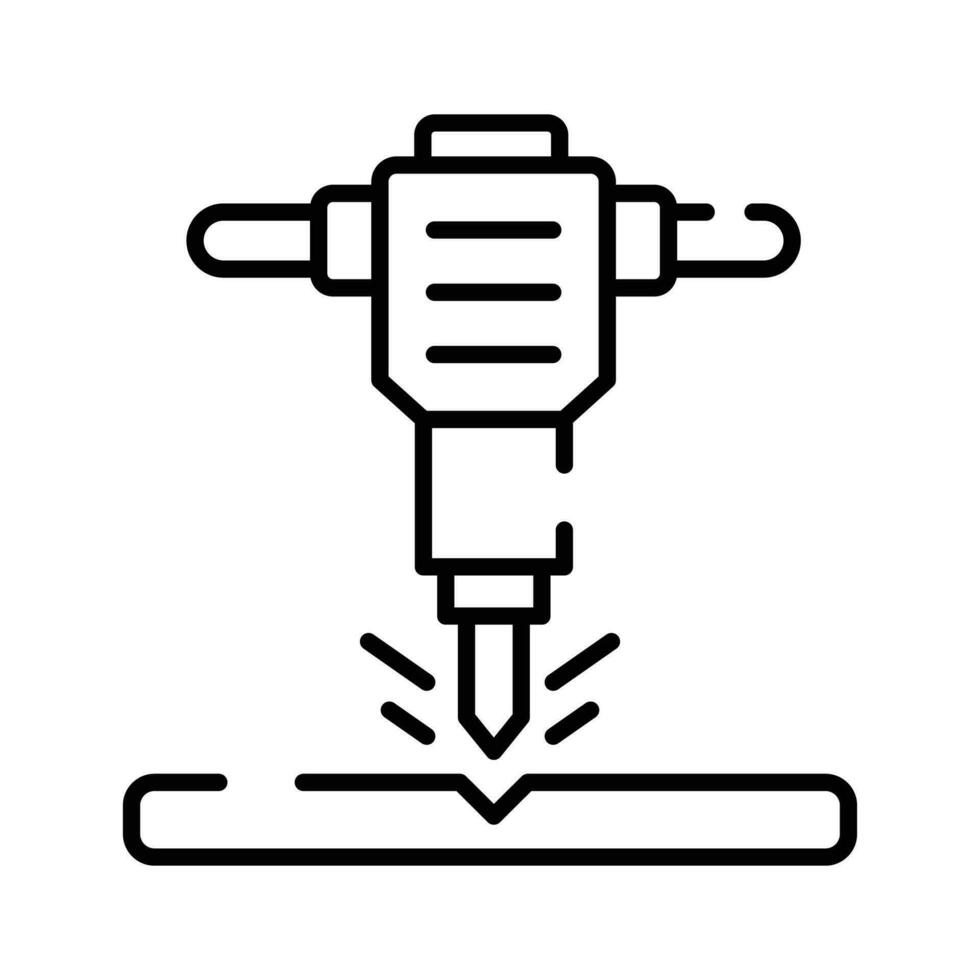 Jackhammer icon design, electric drilling constructional machine vector