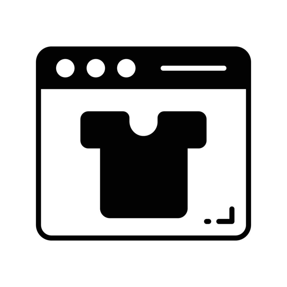 Shirt inside webpage showing concept icon of online shopping, vector of shopping website