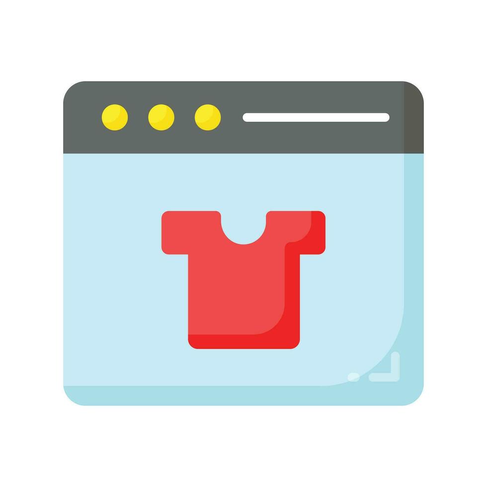 Shirt inside webpage showing concept icon of online shopping, vector of shopping website