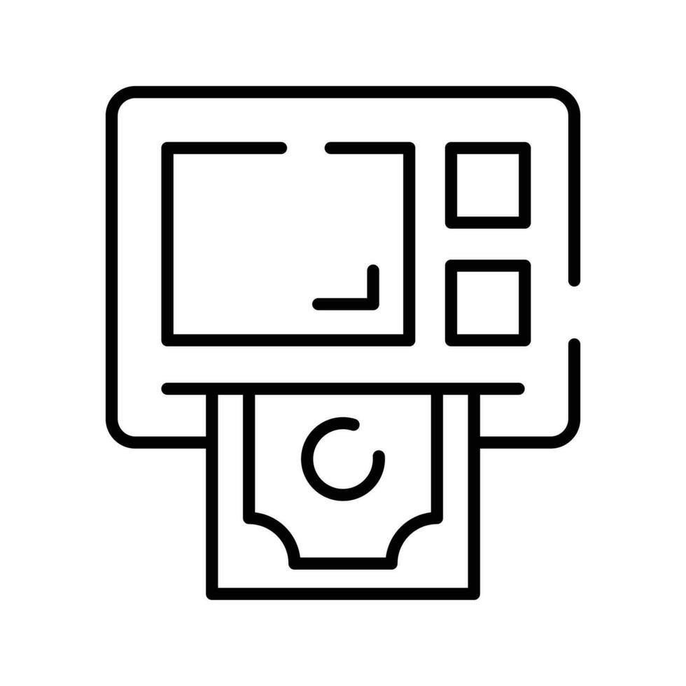 The ATM icon represents a machine that dispenses cash and allows customers to perform banking transactions. Modern icon of atm machine vector