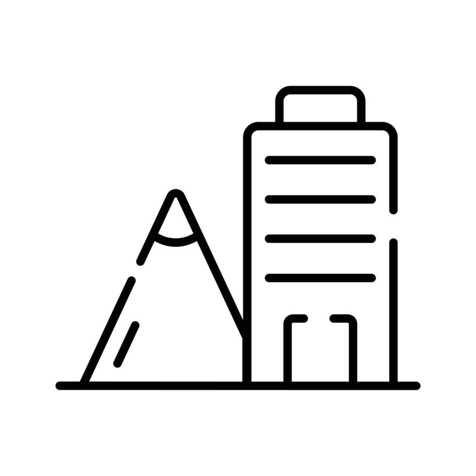 Architectural building design in mountain area, concept icon of building vector