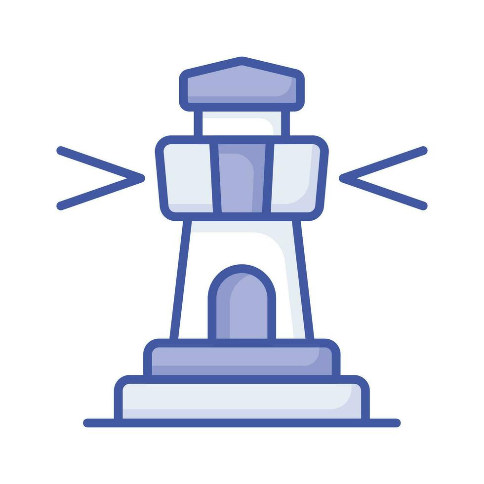 A tower containing a beacon light to warn or guide ships at sea, well designed icon of lighthouse vector