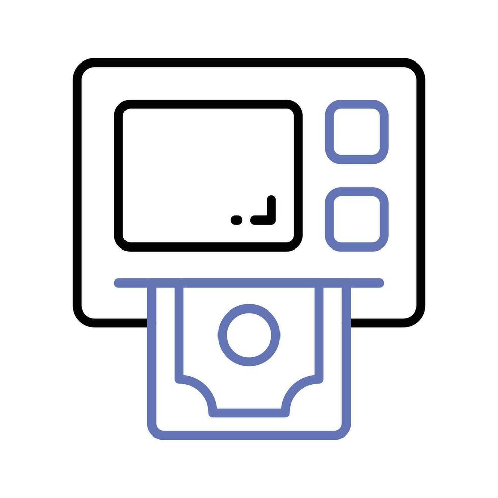 The ATM icon represents a machine that dispenses cash and allows customers to perform banking transactions. Modern icon of atm machine vector