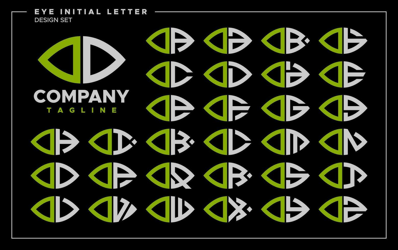 Bundle of line abstract eye or leaf letter O OO logo, number 0 00 design vector