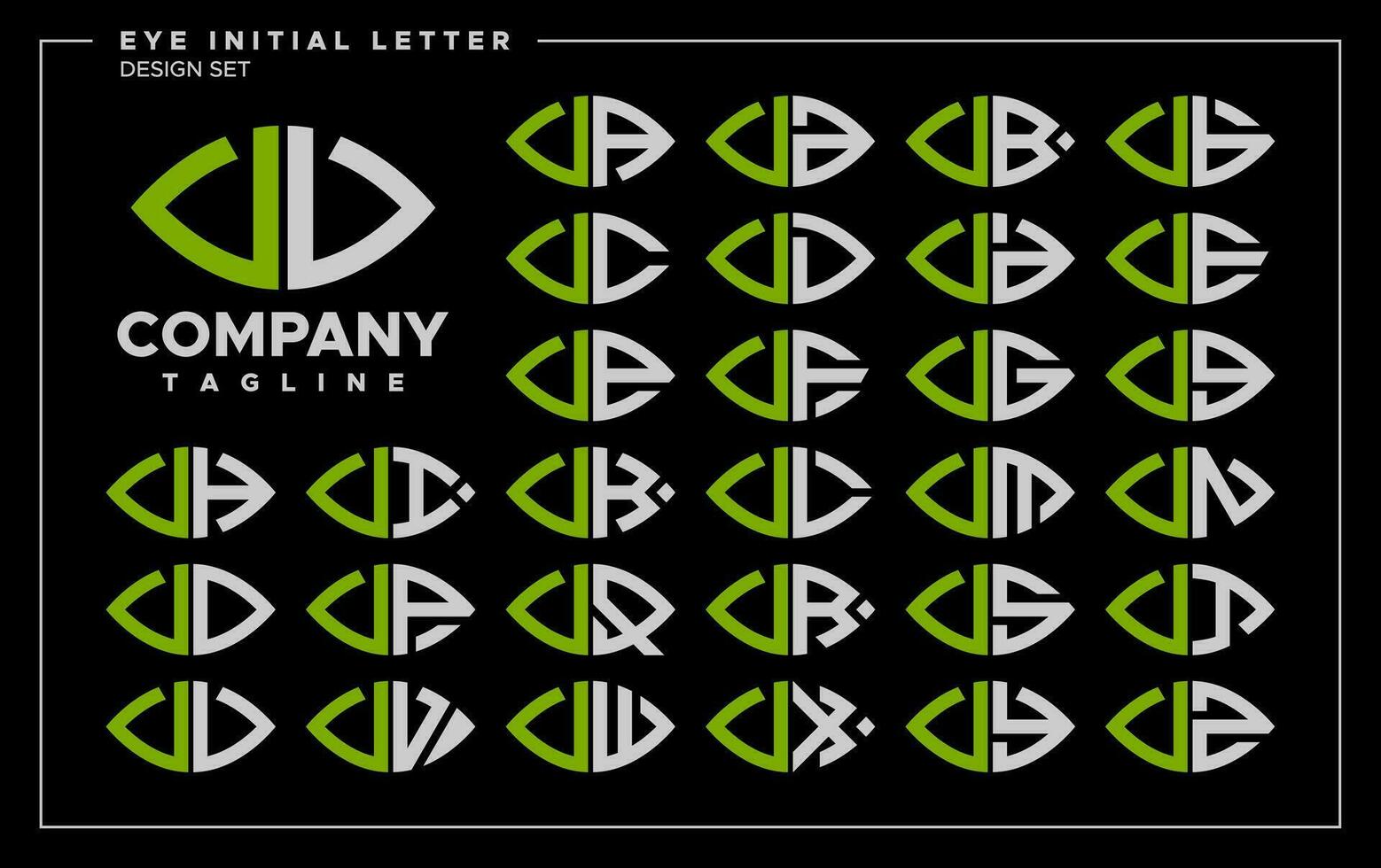 Bundle of line abstract eye or leaf letter U UU logo design vector