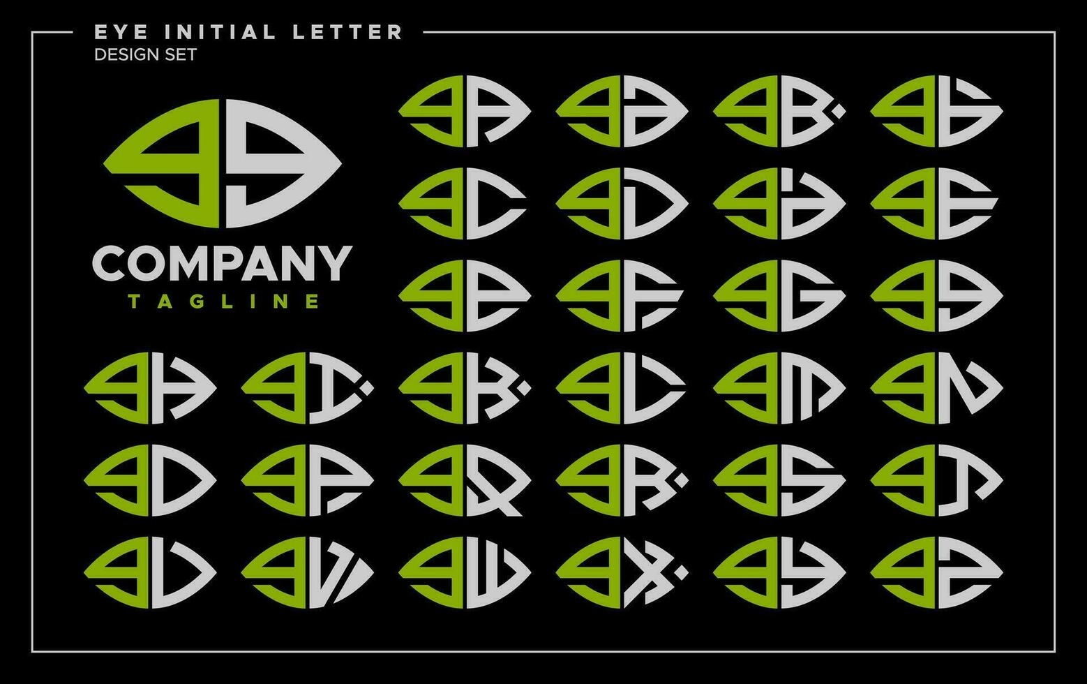 Bundle of line abstract eye or leaf lowercase letter G GG logo, number 9 99 vector