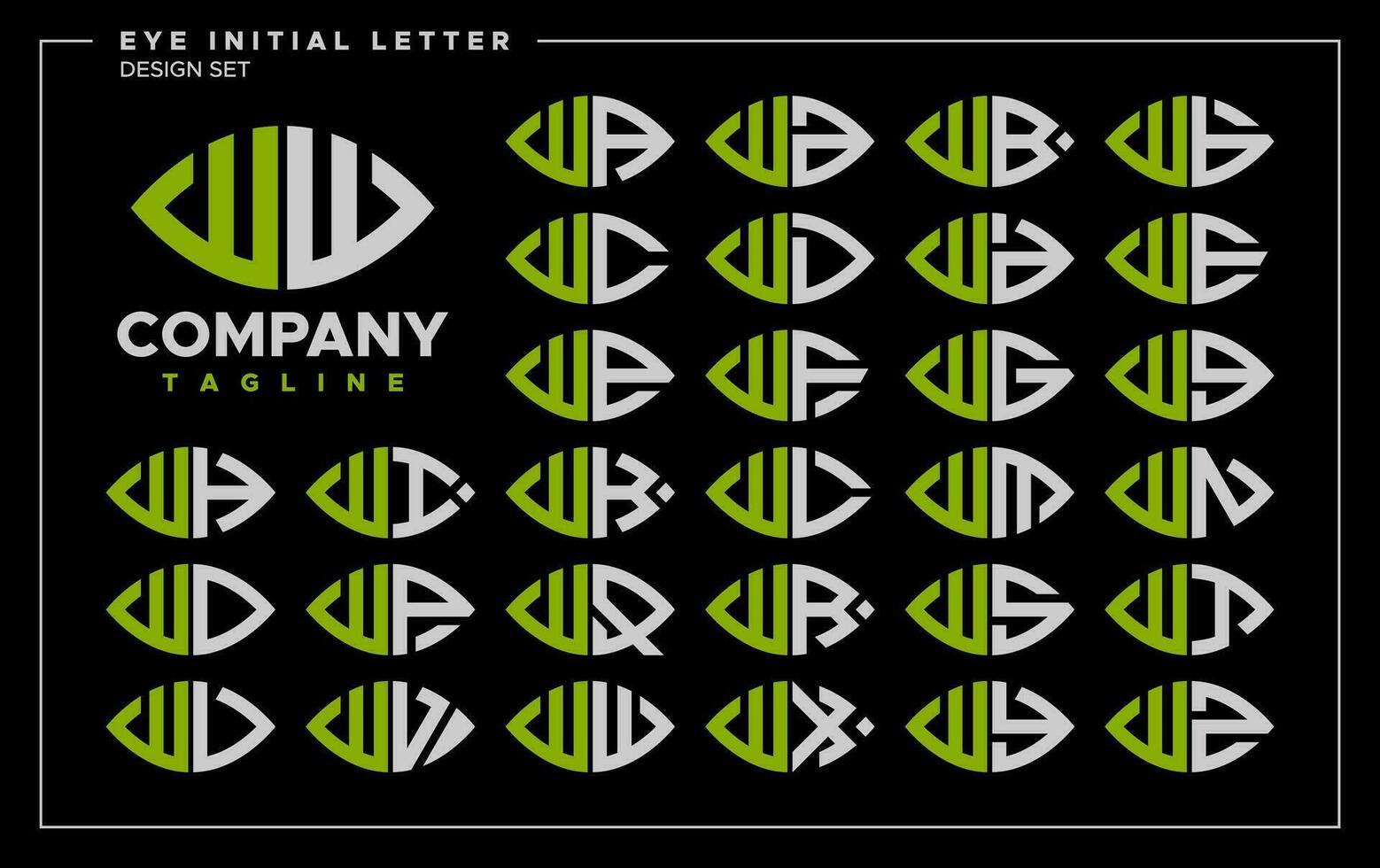 Bundle of line abstract eye or leaf letter W WW logo design vector