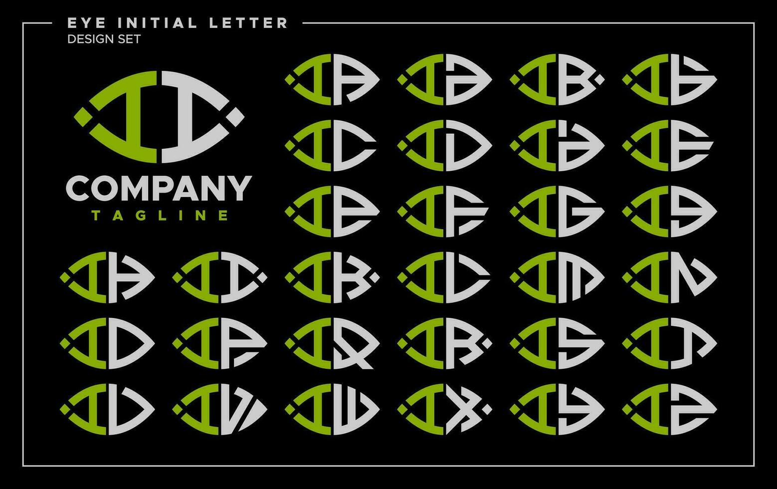 Bundle of line abstract eye or leaf letter I II logo design vector