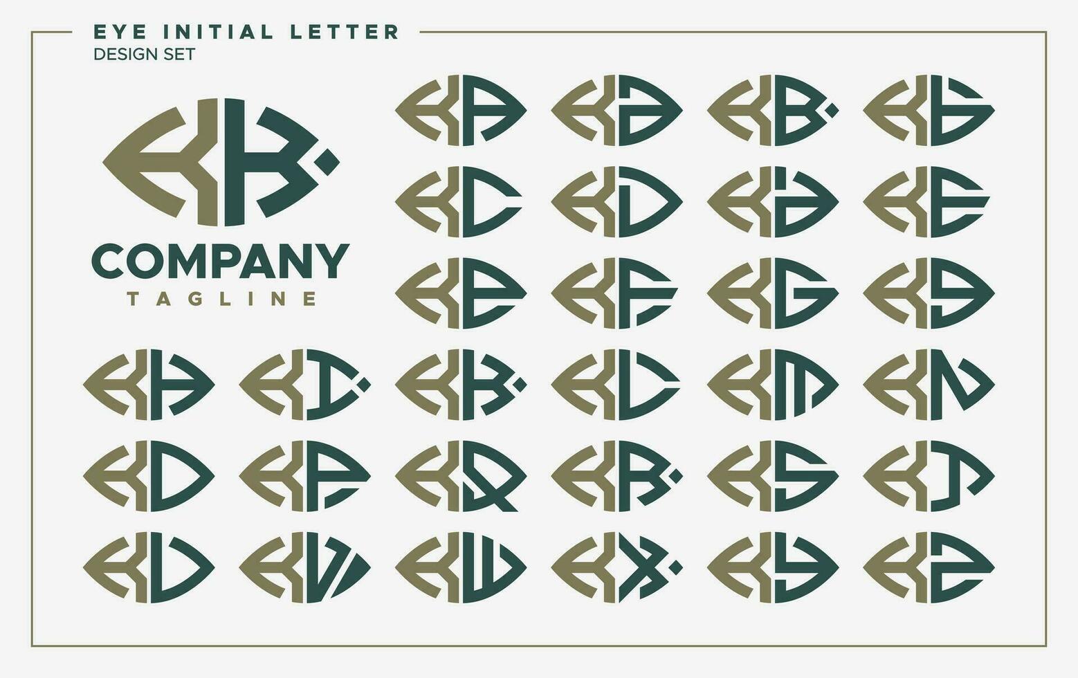 Luxury eye or leaf shape letter K KK logo design set vector