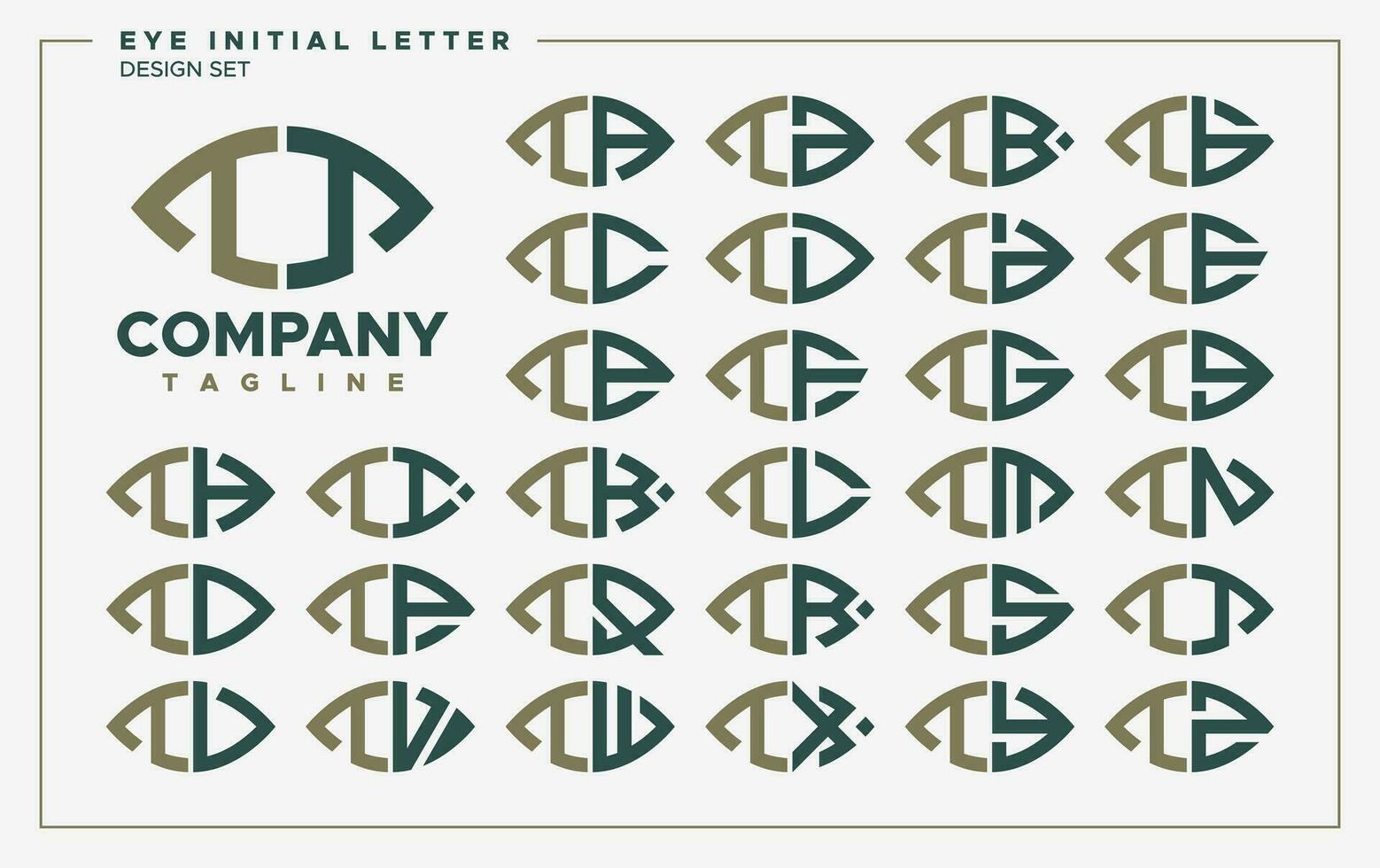 Luxury eye or leaf shape letter T TT logo design set vector