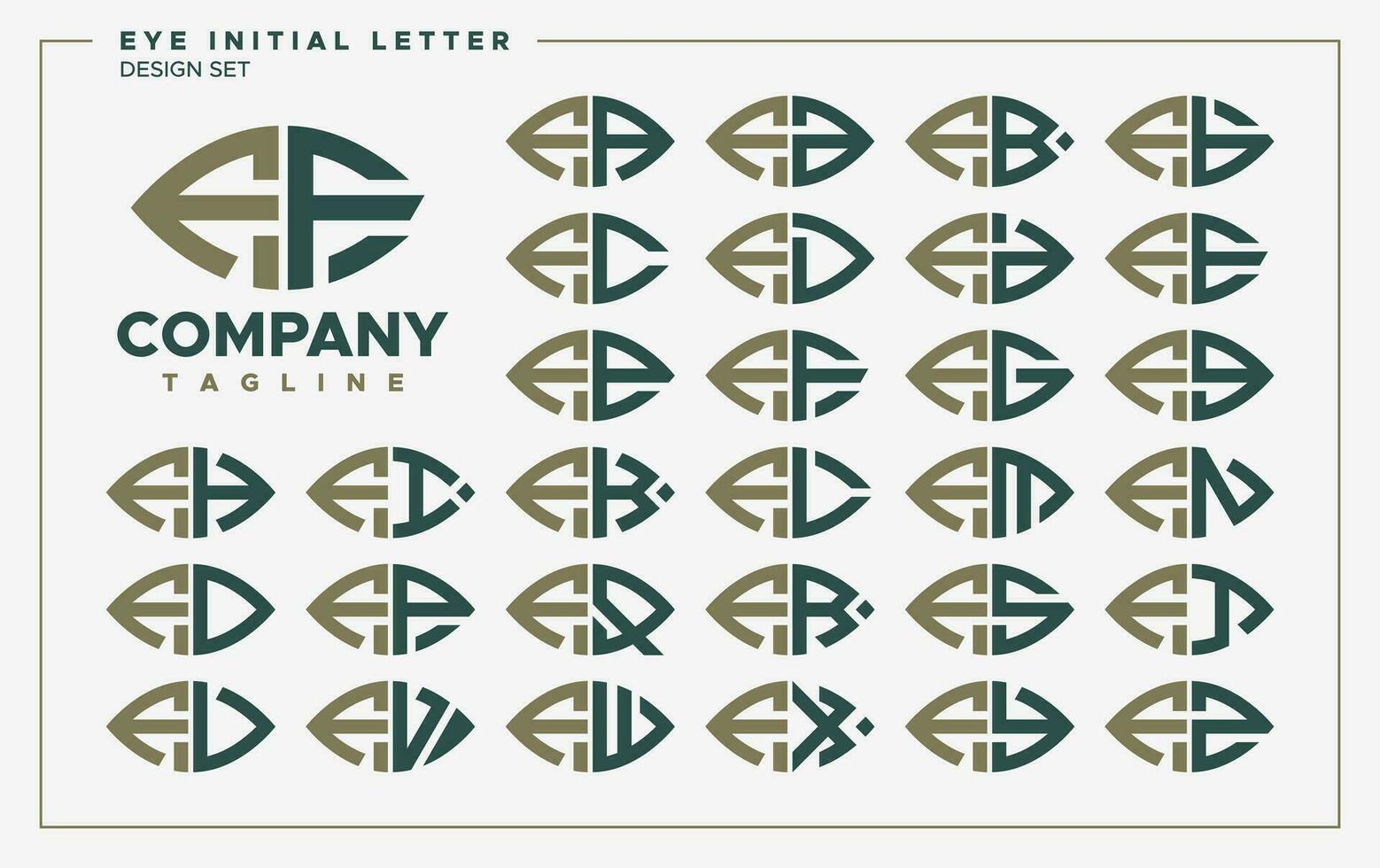 Luxury eye or leaf shape letter F FF logo design set vector