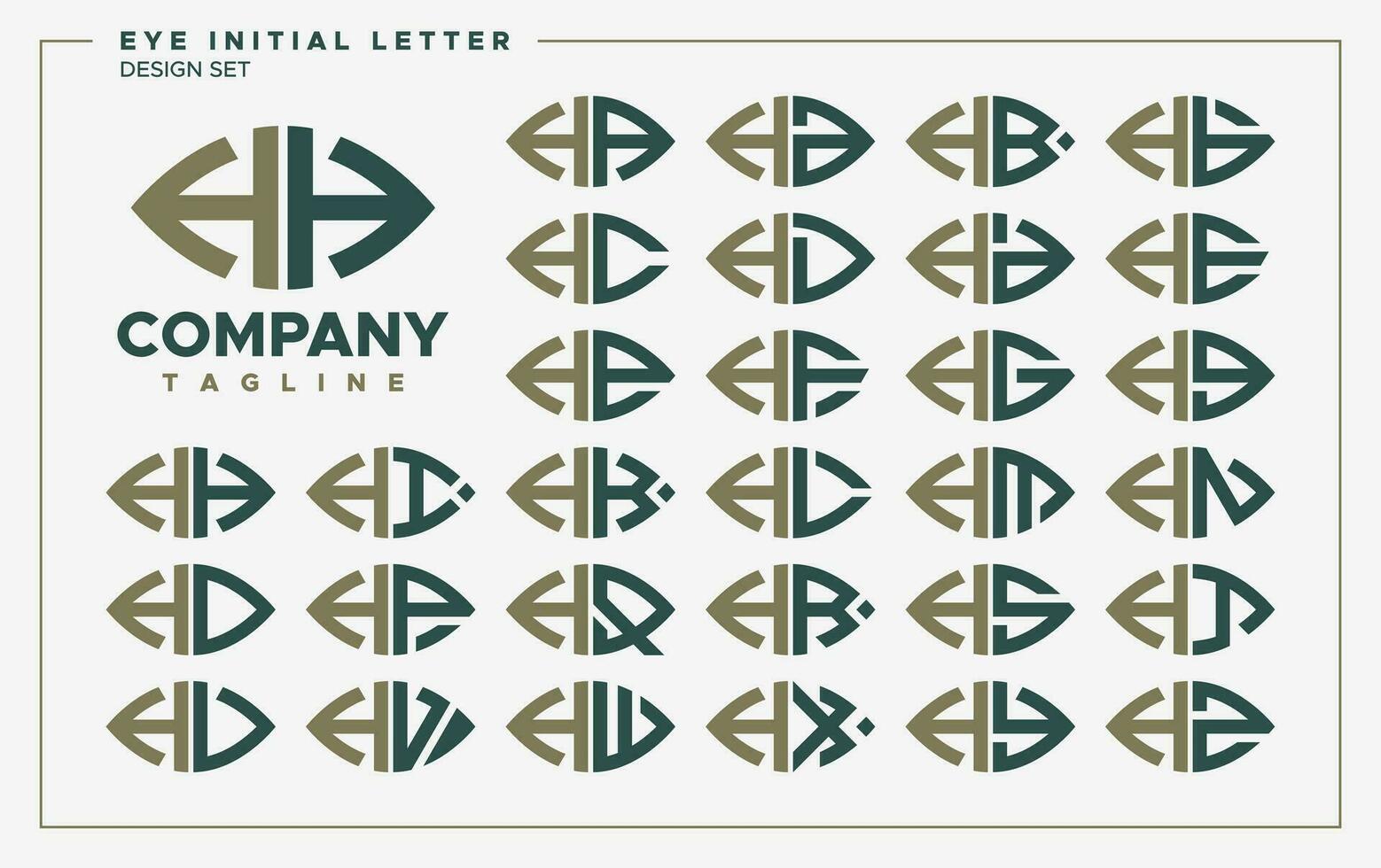 Luxury eye or leaf shape letter H HH logo design set vector