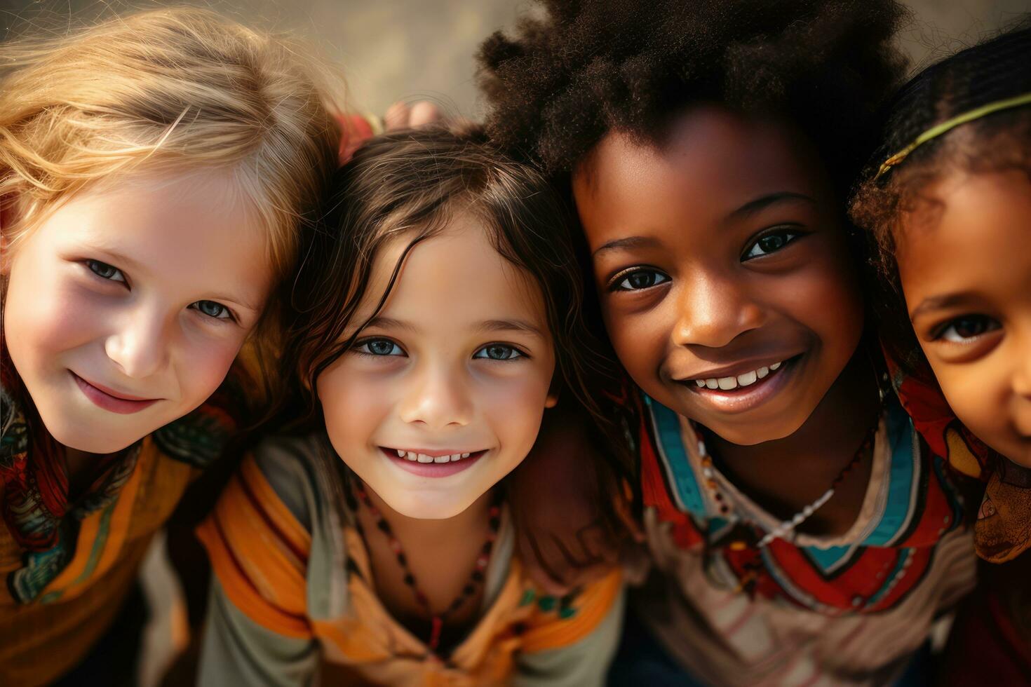 AI generated diversity ethnic kids photo