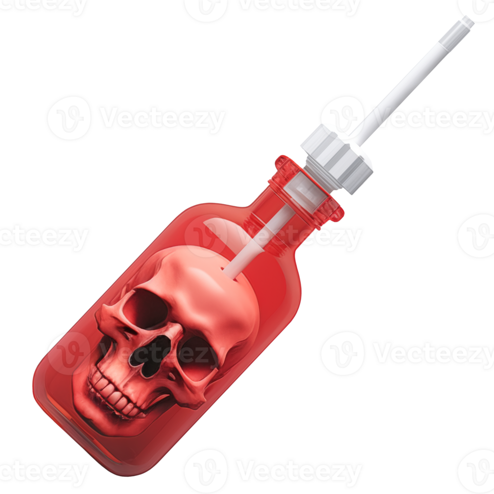 AI generated Drug addict syringe containing death skull, 3d design. Suitable for health and anti-drug png