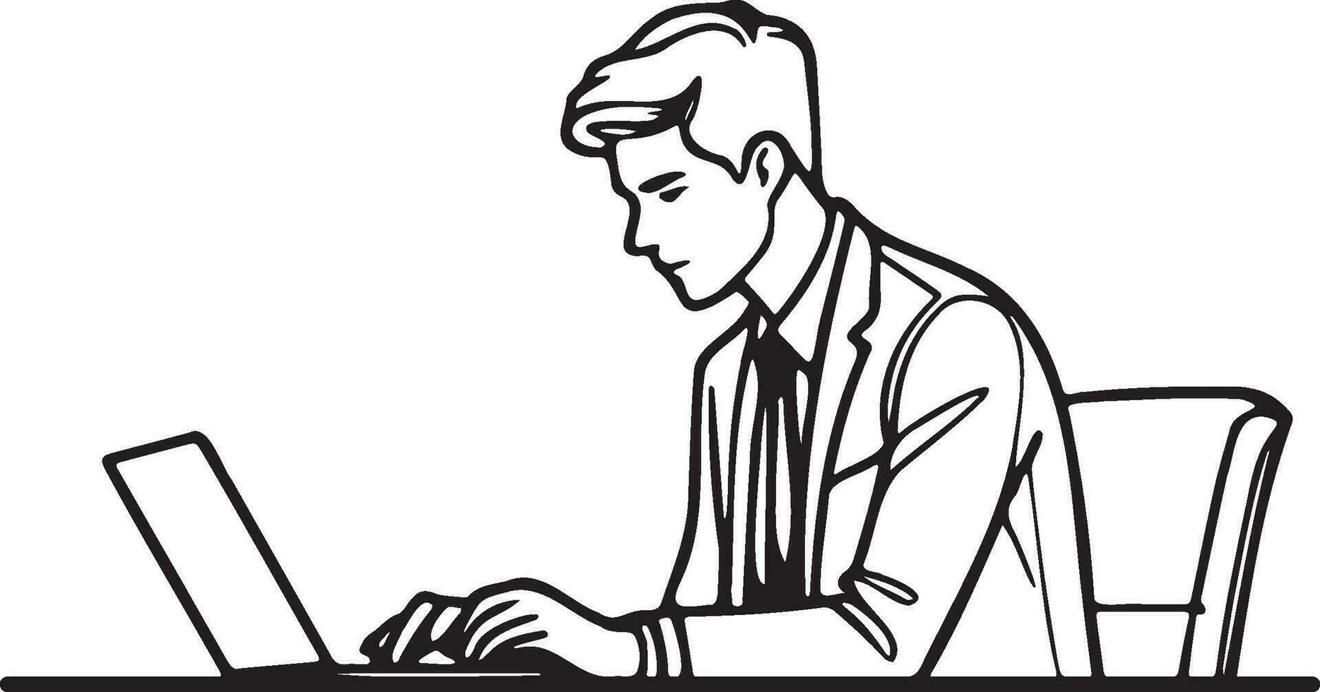 Businessman Work on Laptop. vector