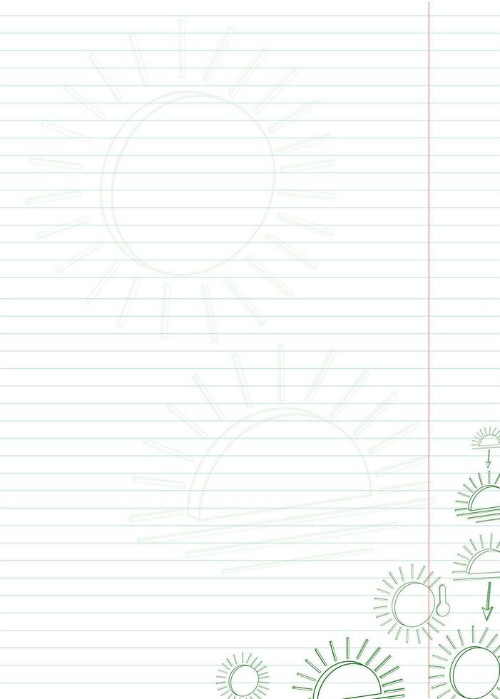 blank note paper with green outline weather icons vector