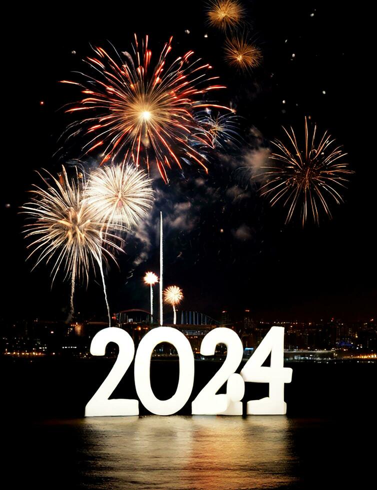 AI generated Happy 2024 New Year Vector Design photo