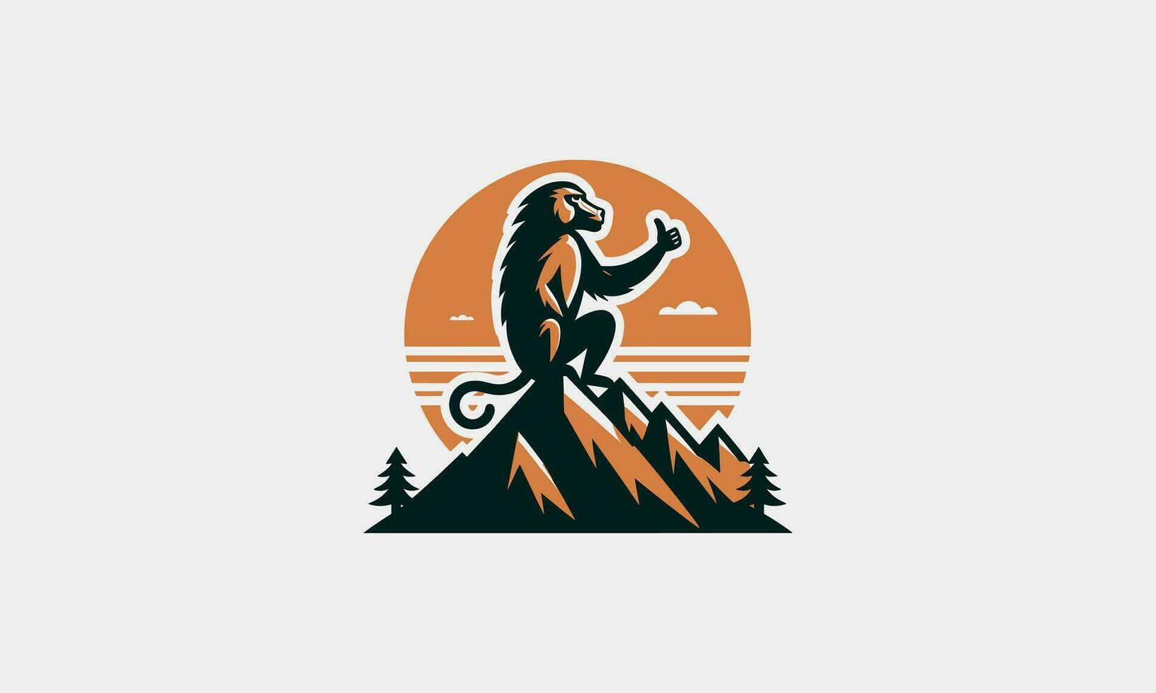 monkey on mountain vector illustration logo design