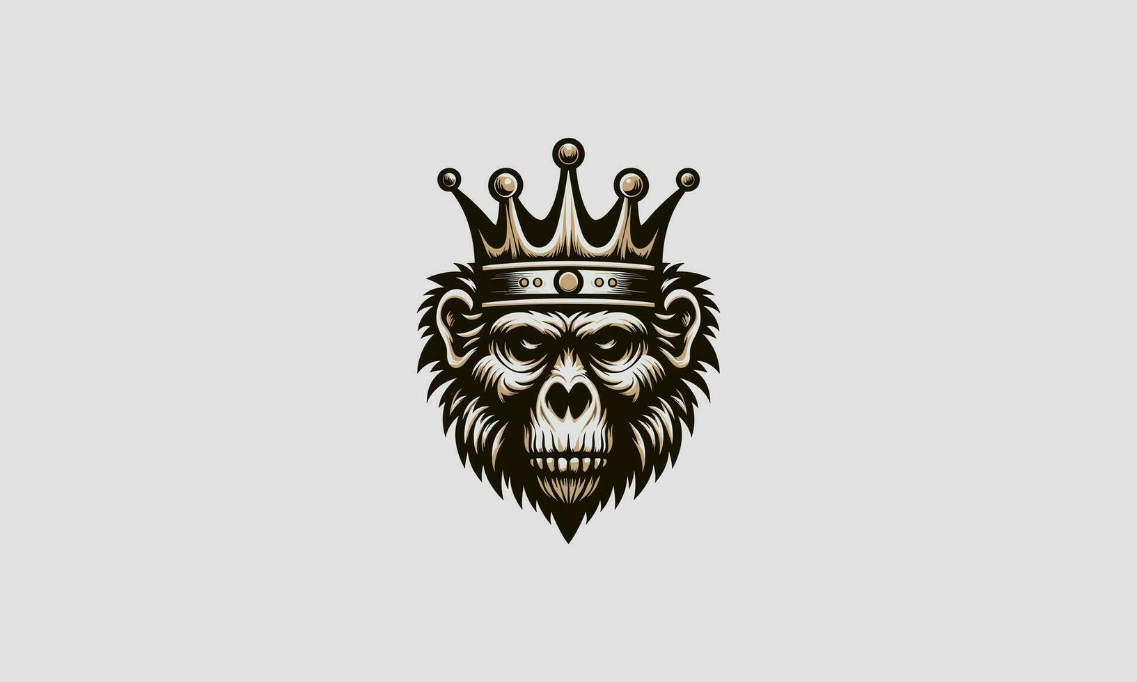 head baboon wearing crown vector logo design