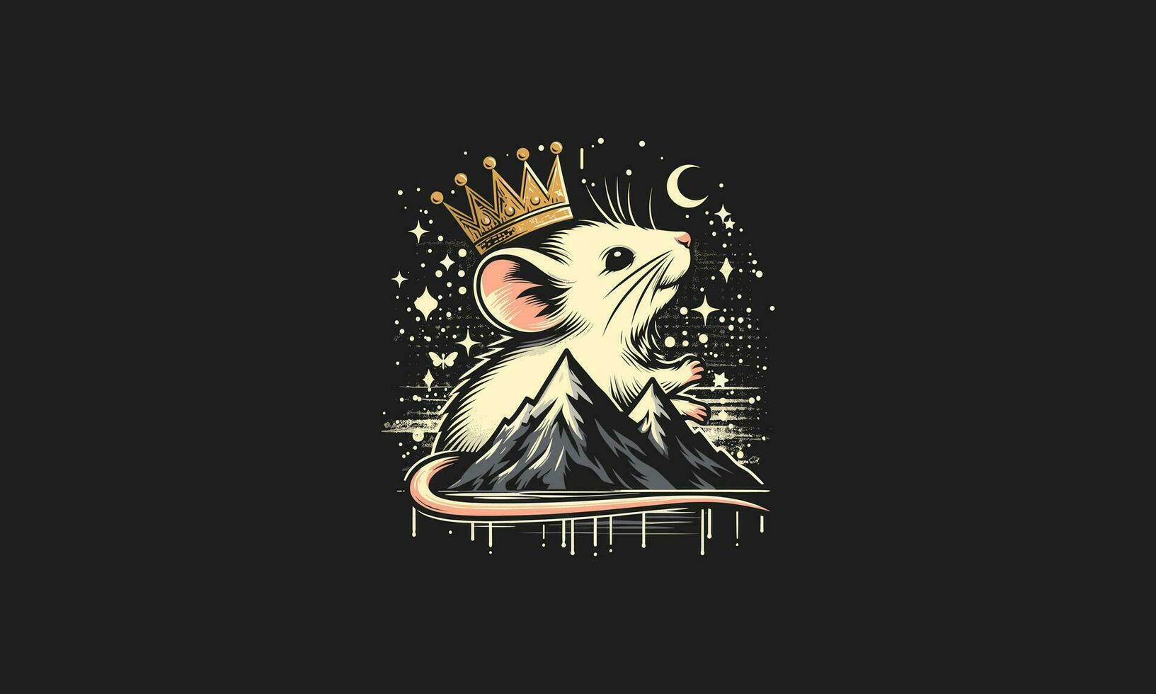 mouse wearing crown on mountain vector mascot design
