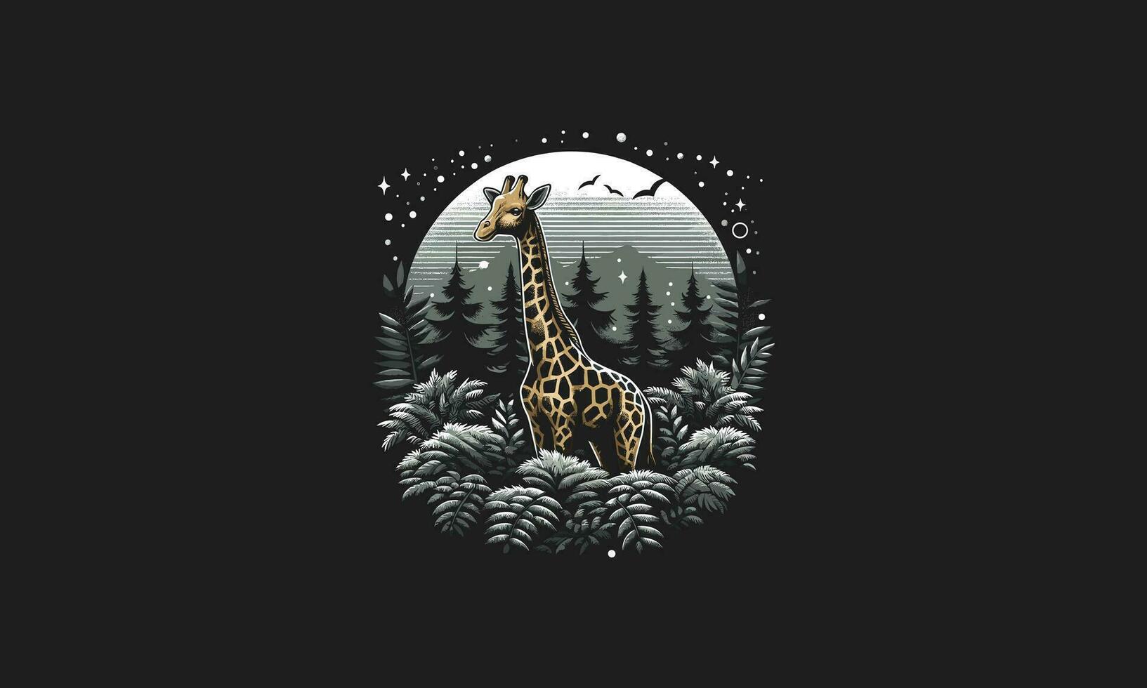 giraffe on forest vector illustration mascot design