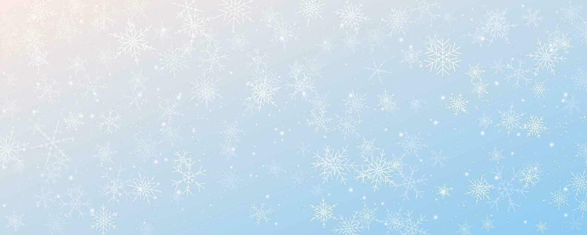 Navidad Nevado antecedentes. frío azul invierno cielo. vector hielo tormenta de nieve en degradado textura con copos festivo nuevo año tema para temporada rebaja fondo de pantalla.