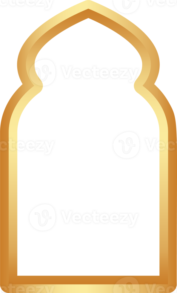 Ramadan golden frame shape. Door and window arch with Islamic design. Muslim oriental gate. Indian vintage arc with traditional ornament. Architecture element and sticker. png