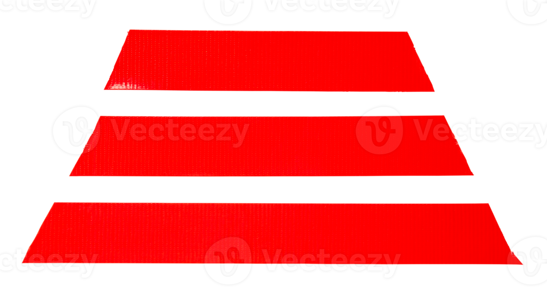 Red adhesive vinyl tape stripes in set isolated with clipping path in png file format. Top view and flat lay