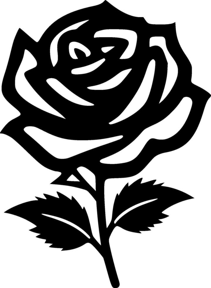 Rosa - negro y blanco aislado icono - vector ilustración