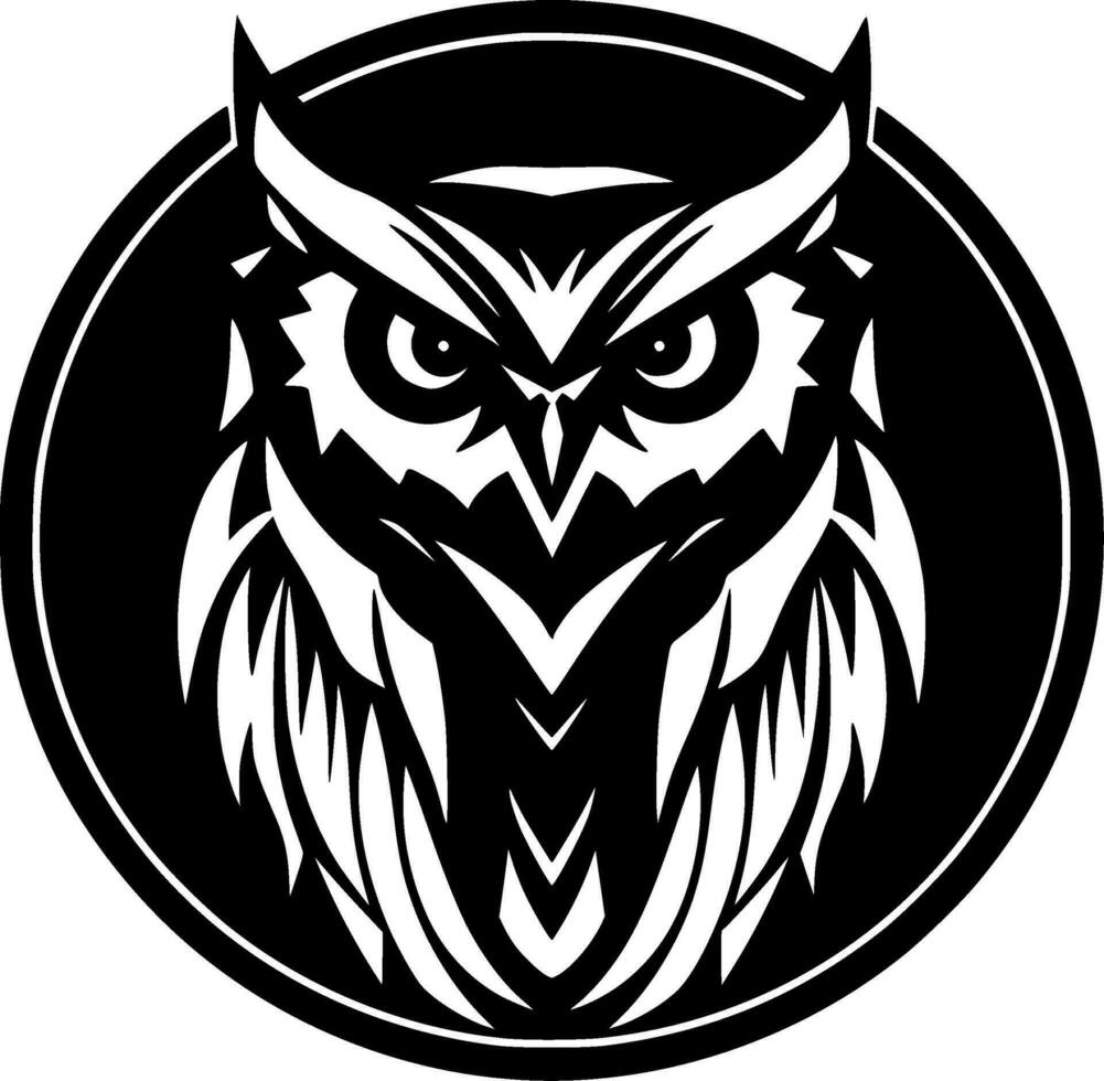 Owl - Black and White Isolated Icon - Vector illustration