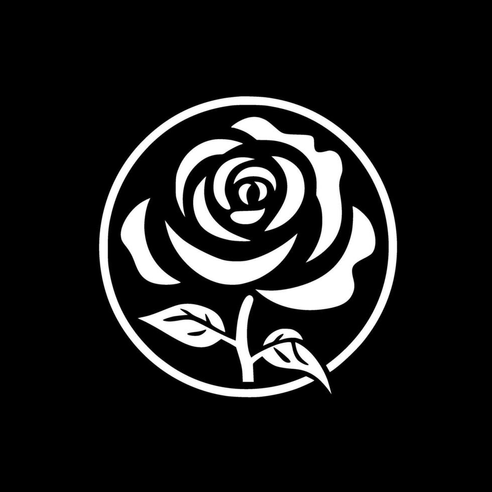 Rosa - negro y blanco aislado icono - vector ilustración