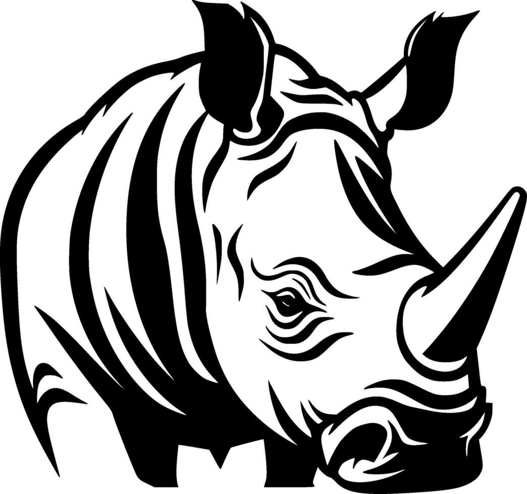 Rhinoceros, Black and White Vector illustration