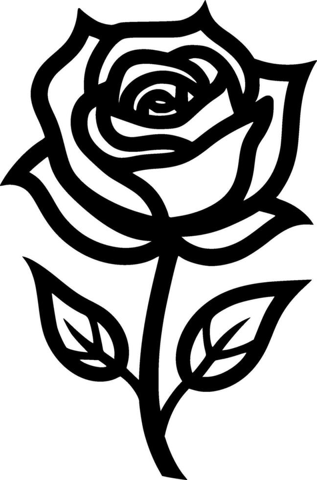 Rosa - negro y blanco aislado icono - vector ilustración