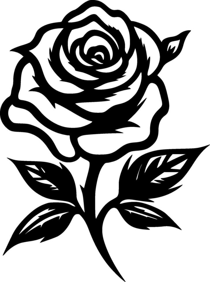 Rose, Black and White Vector illustration