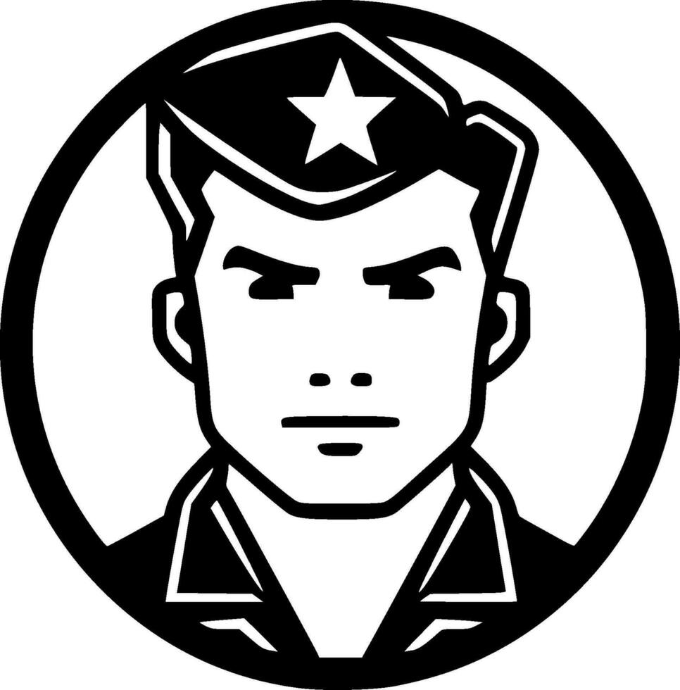 militar - negro y blanco aislado icono - vector ilustración