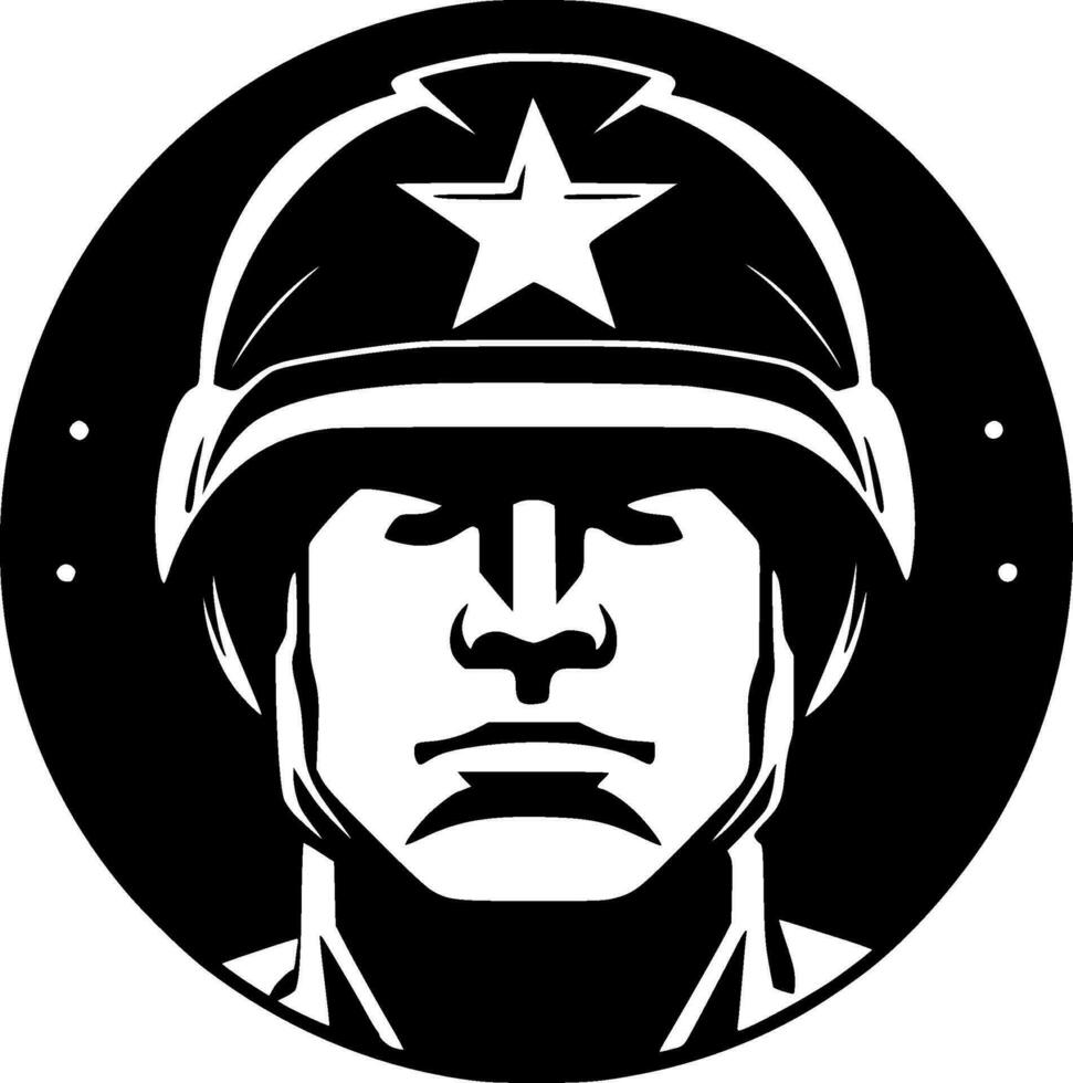 militar - negro y blanco aislado icono - vector ilustración