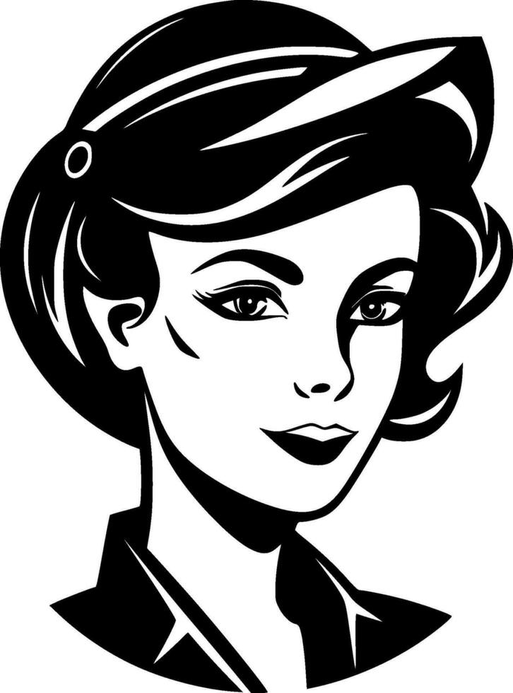 Nurse - Black and White Isolated Icon - Vector illustration