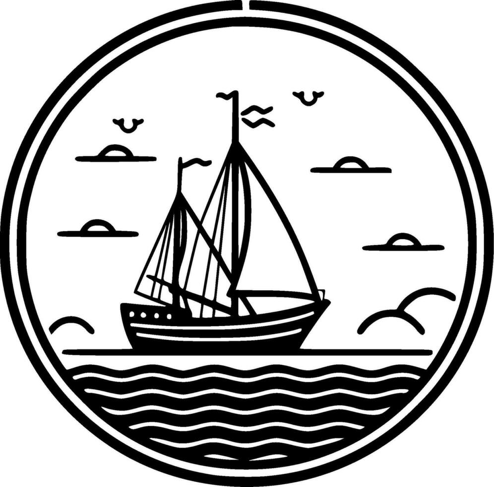 Nautical - Black and White Isolated Icon - Vector illustration