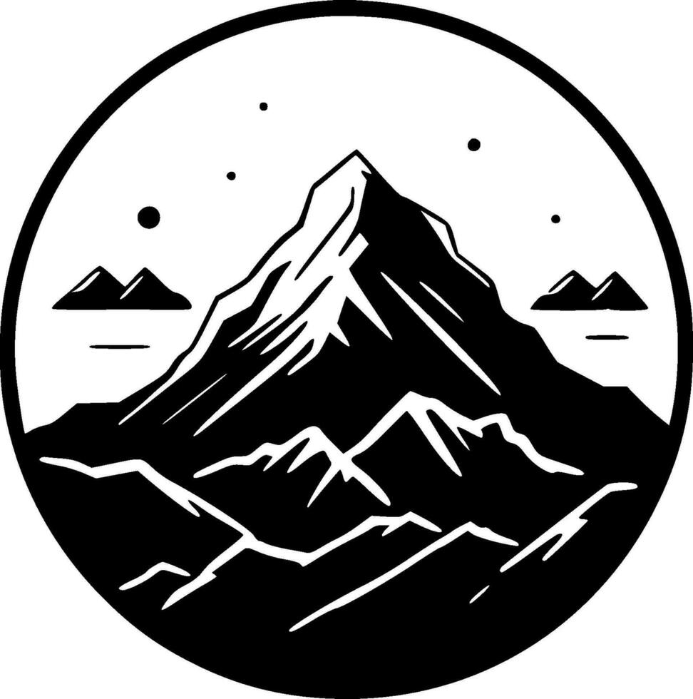 montaña - negro y blanco aislado icono - vector ilustración