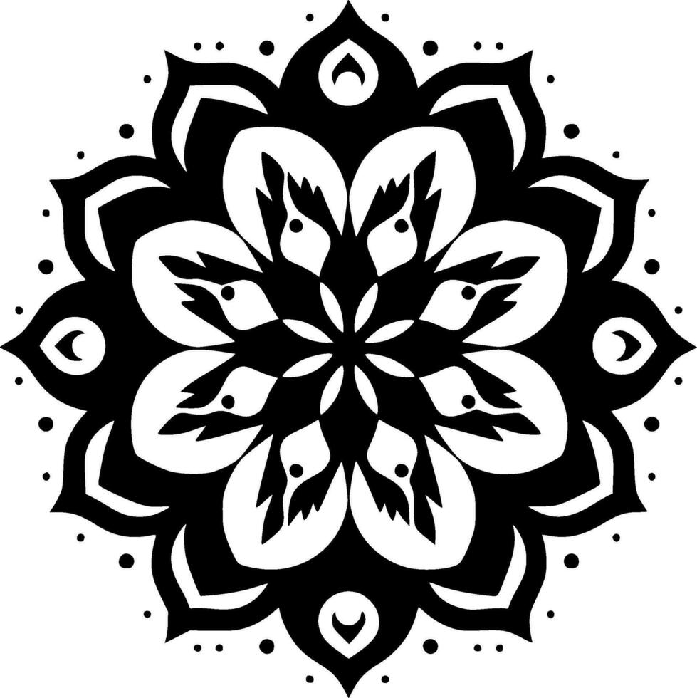 Mandala - Black and White Isolated Icon - Vector illustration